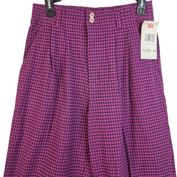 Dockers Levis Vintage Size 10 High Waist Trousers Pleated Houndstooth Deadstock - Picture 3 of 10